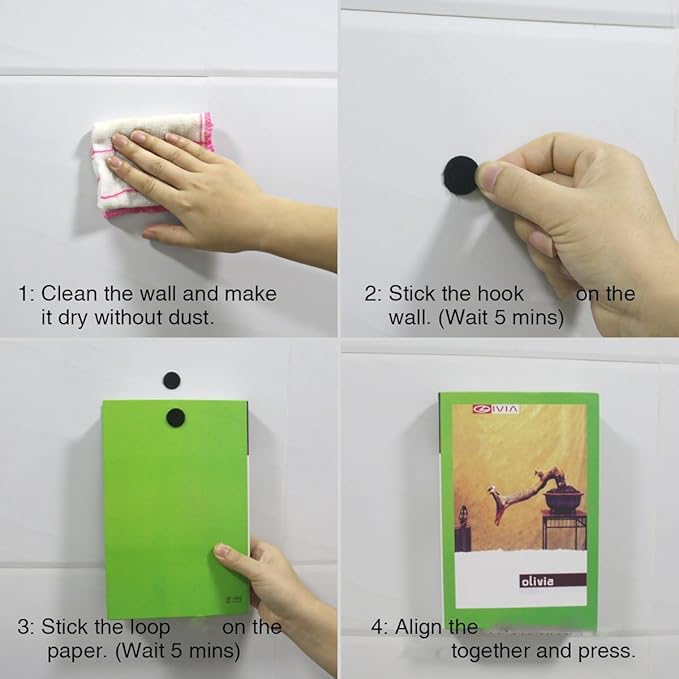 Self Adhesive Dots, Strong Adhesive 1600pcs(800 Pairs) 0.59 inch Diameter Sticky Back Hook Nylon,Loop Strips with Waterproof Sticky Glue Tapes for Classroom, Office, Home(Black)