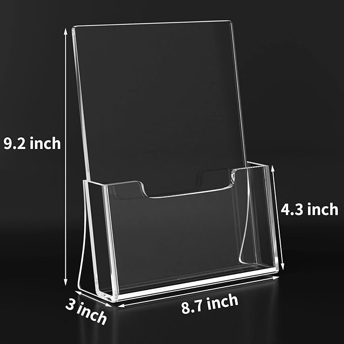 HIIMIEI Brochure Holder 8.5 x 11 inches, Acrylic Flyer Holder with 6 Pack, Plastic Stands for Displaying Magazines, Pamphlets, Literature, Brochures, Booklets, Menu