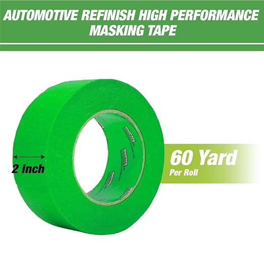 LAUCO DINOGREN High Performance Masking Tape for Car Paint, Heat & Water Resistant, Multi-Purpose Green (2 in (5 Rolls))