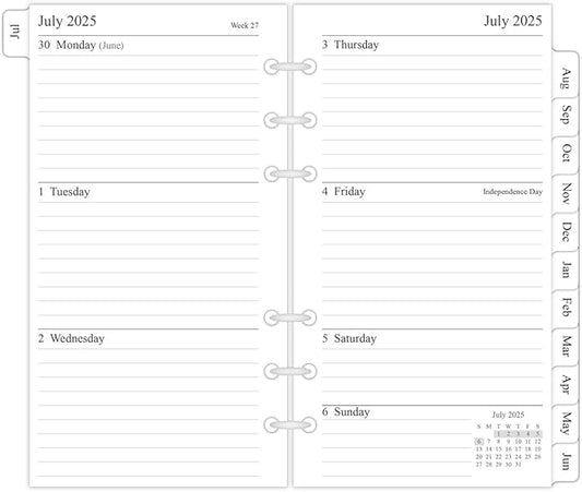 newestor 2025-2026 Weekly & Monthly Planner Refill, 3-3/4" x 6-3/4", Jul 2025 - Jun 2026, Personal/Compact/Size 3