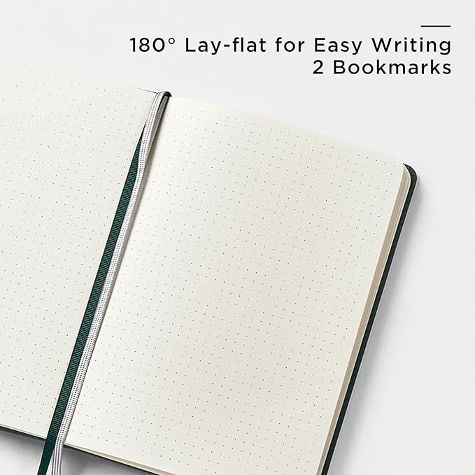 &And Per Se Dotted Journal Notebook, A5 Hardcover Leather Bullet Dotted Journal, 160 Pages 100 gsm Thick Paper, 3 Sheets of Stickers Included - 5.7'' x 8'' （Green）