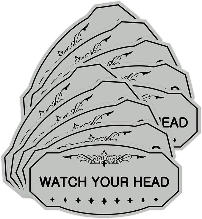 Signs ByLITA Victorian Watch Your Head Sign (Lt Gray) - Small 10 Pack