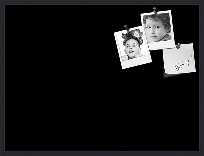 PinPix 40x30 Inch Cork Bulletin Board. This Decorative Framed Pin Board Comes with Solid Black Design and a Satin Black Frame. Ideal for Home Office Decor or Message Board (PinPix-622)