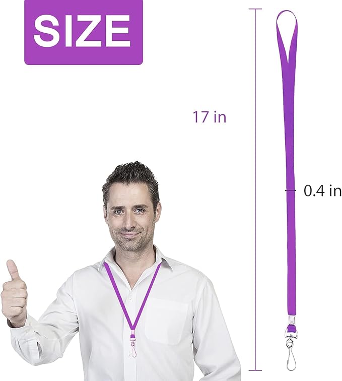 Bulk Lanyards Lanyards for ID Badges,Lanyards with Swivel Hook Clips for Name Tag Lanyard ID Holder (Purple, 100 packs)
