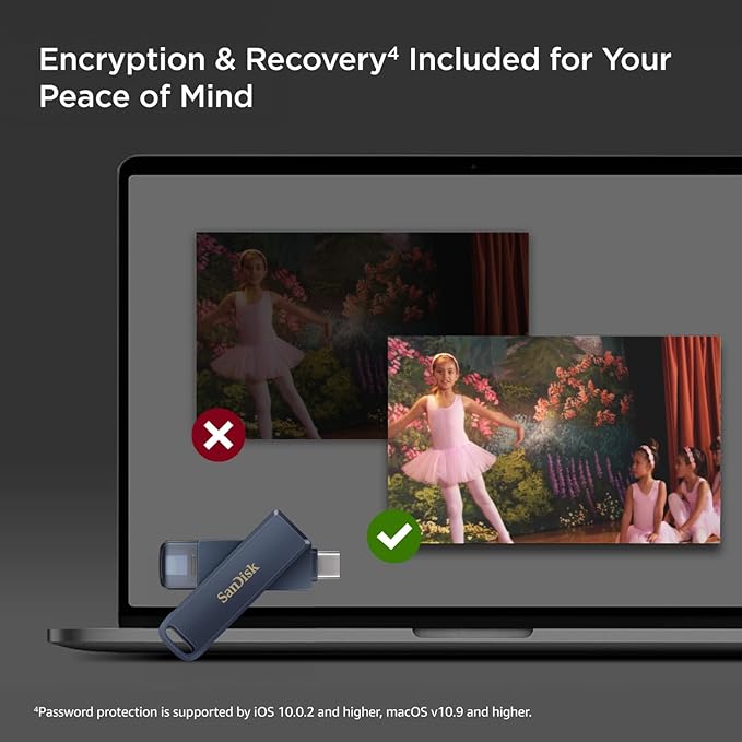 SanDisk 64GB Phone Drive for iPhone - Works with iPhone 15 and Newer (USB-C Connector) and iPhone 14 and Older (Lightning Connector), Metallic Sky - SDIXD0N-064G-GN6NN