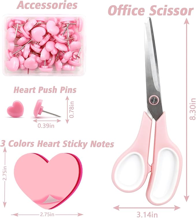 Pink Stapler and Tape Dispenser Set - Office Accessory Kit, Gift for Women, Coworkers, Boss Lady, Clerks