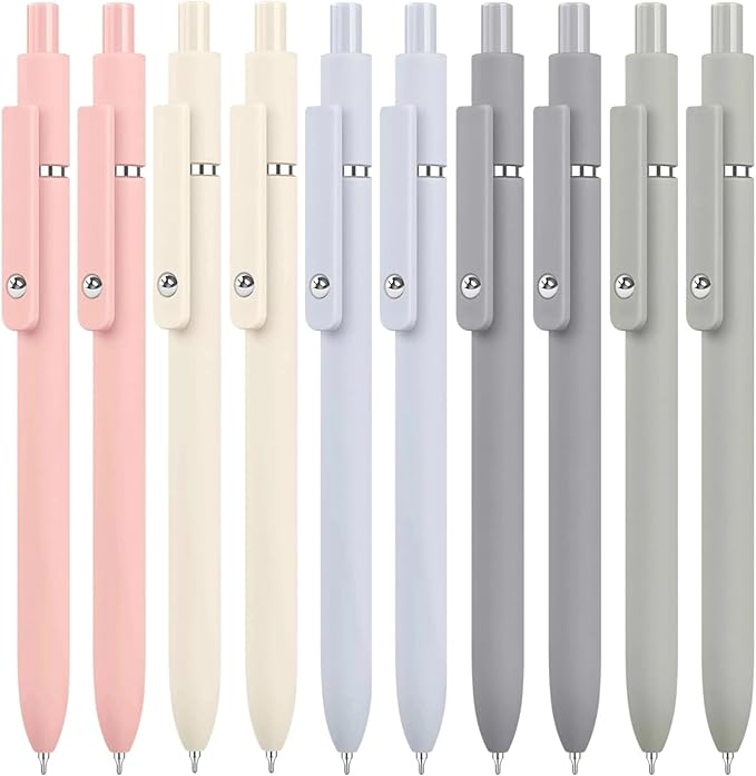10PCS Gel Pens Black Ink Fine Point Pens With Smooth Writing, School Office Supplies, Christmas Anniversary Birthday Gifts for Men Women, Quick Dry Pens For Journaling, Nurse Aesthetic Pen (Morandi)