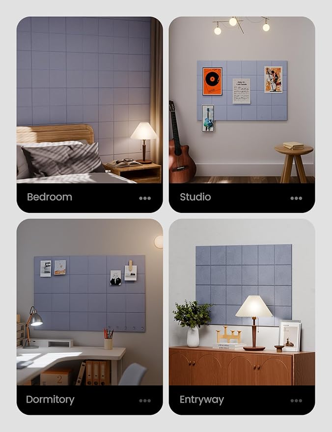 Large Felt Bulletin Board 36" x 24"Cork Board Alternative-6 Pack with 40 Safe Removable Adhesive Tabs, Cork Boards for Walls Cork Board for Home Office Classroom Pin Board-Soft Periwinkle