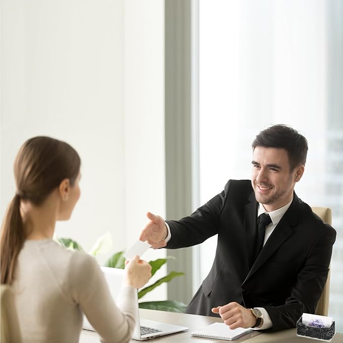 PATIKIL Rhinestone Business Card Holder, Crystal Business Card Holders Bling Business Card Organizer Display Stand for Desktop Desk Office Exhibition, Black