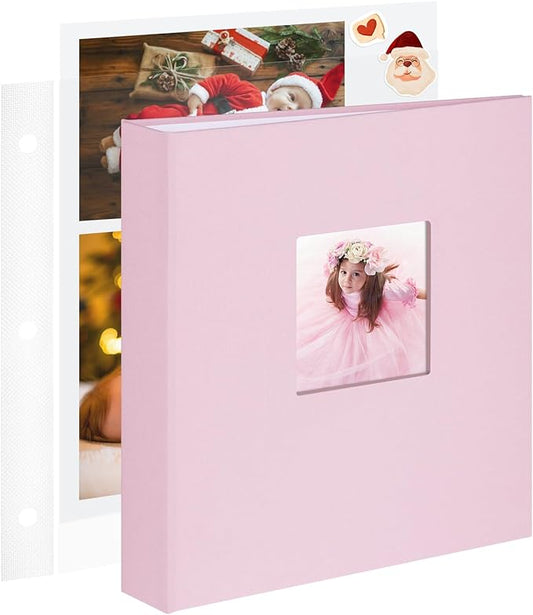 8.5x11 Inch Large 3 Ring DIY Scrapbook Photo Album with 30 Plastic Sleeves 60 Pages Blank Scrapbooks, 8.5 x 11 Scrap Book Albums for Baby Travel Wedding Graduation kids (Pink Cover/White Pages)