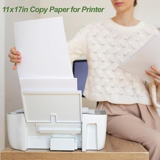 (5-Pack) 11" x 17" Printer Paper - 45Sheets/90Pages Blank Papers, DIY Template Printing in Office/Home/School, Ledger 100gsm Recycled Paper
