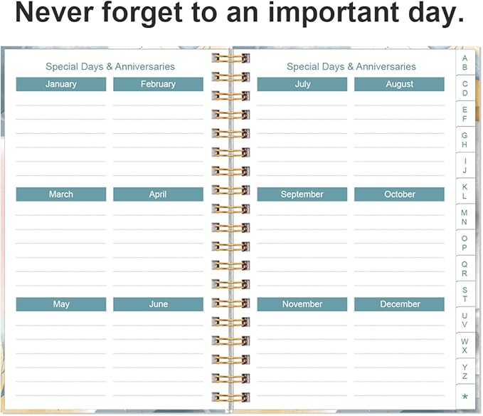 Address Book with Alphabetical Tabs - Telephone & Address Book with Address Contacts, Special Date, Phone, Birthday & Internet Login Password for Home and Office, 4.3" x 6.2", Blue Leaf