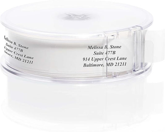 Clear Personalized Return Address Labels with Elegant Dispenser - Roll of 500 Custom See Through Transparent Stickers