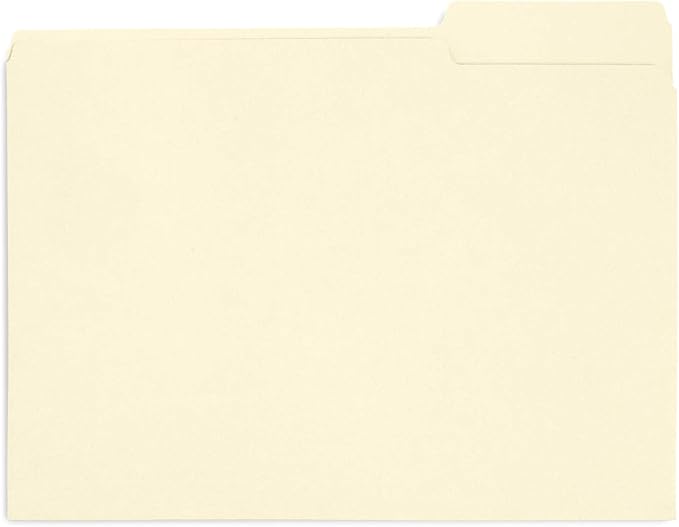 Manilla File Folders 8.5 x 11, 1/3 Cut Tab, Letter Size Vanilla folders, Great for Organizing and Easy File Storage, 100 Per Box (Manila)