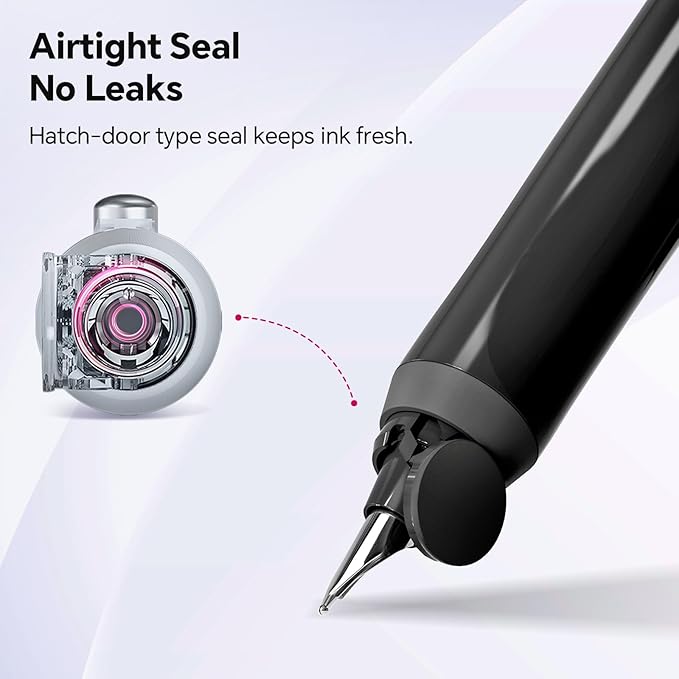 WRITECH Fountain Pen Left Handed: Retractable Style Black Ink Set Fine Nib, Includes 5 Ink Cartridges for Smooth Writing Calligraphy Journaling