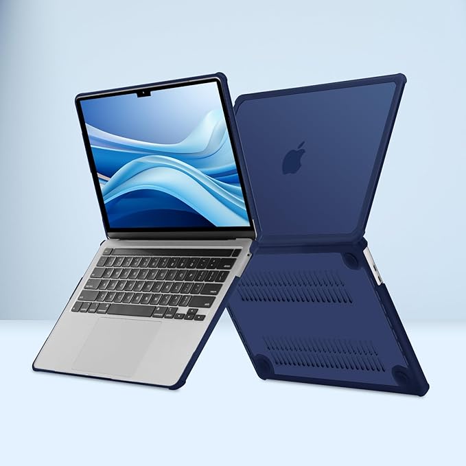MOSISO Compatible with MacBook Pro 13 inch Case M2 2025-2016 A2338 M1 A2251 A2289 A2159 A1989 A1708 A1706, Anti-Cracking Heavy Duty Plastic TPU Bumper Hard Case&Keyboard Skin&Screen Film, Navy Blue