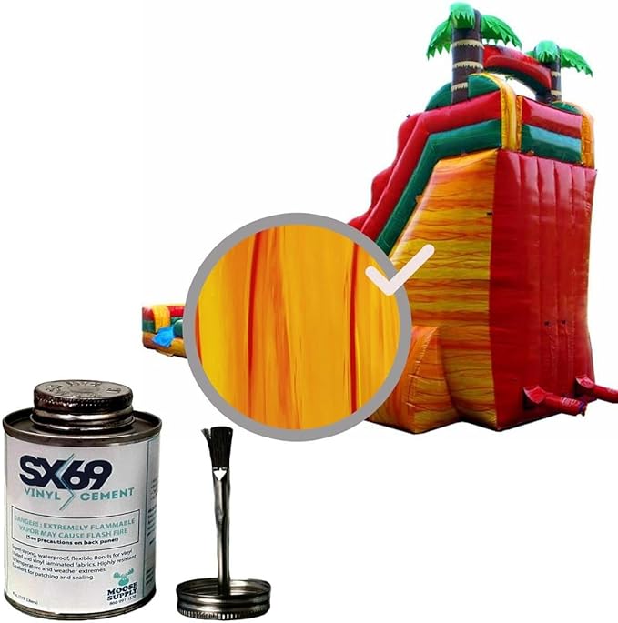 SX-69 Vinyl Repair Kit | Inflatable Bounce House Repair Kit | Includes 4 Ounce Adhesive and Vinyl Roll | for Flexible, Waterproof Repairs of Tears, Punctures, and Holes