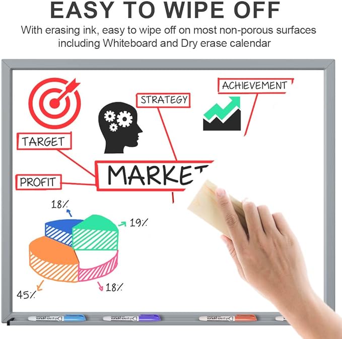 Volcanics Dry Erase Markers Bulk Pack of 60 Low Odor Fine Whiteboard Markers Pens, 10 Assorted Colors for Whiteboard Dry Erase Calendar