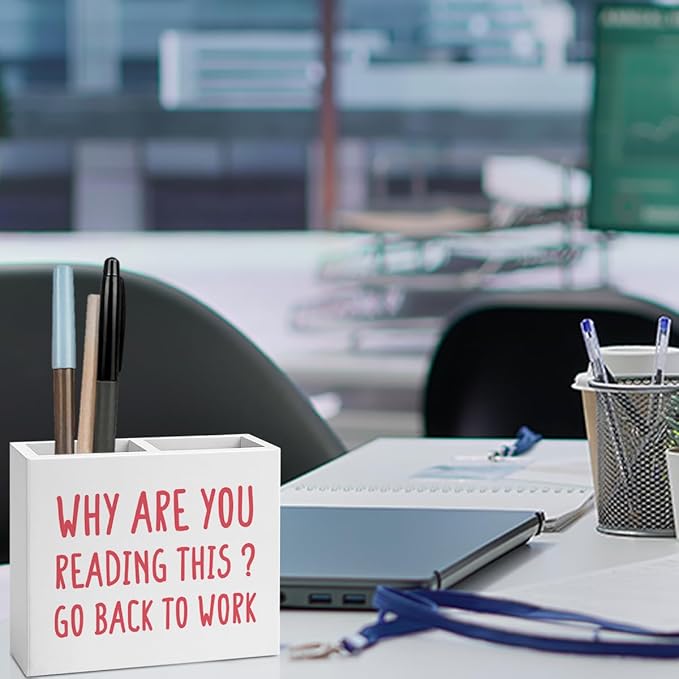 Funny Boss Gifts Office Room Decor,Gag Gift for Women Men HR Manager Coworker Friend Employee Wooden Pencil Holder, Boss Day Gifts Funny Office Merchandise Accessories Desk Decor