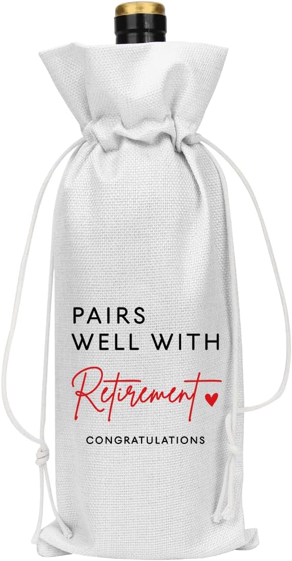XFW White Retirement Wine Bag Retirement Gifts for Women Men Farewell Gifts for Coworkers Going Away Gift for Friends Boss