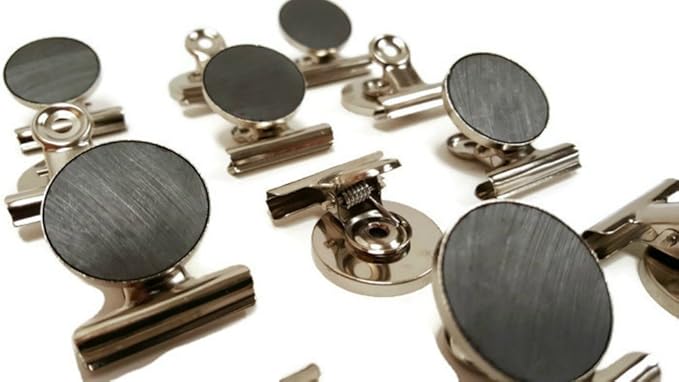 Mini Silver Refrigerator Magnet Hook Clips for Holding Photographs, Holding Business Cards, Office Organizing, Memo Note Clips, by Dondor (8)