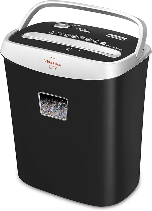 Paper Shredder for Home Office10-Sheet Cross-Cut Shredder with US Patented Cutter,Also Shreds Card/CD/Clip,Paper Shredding Machine for Home Use Heavy Duty with Jam Proof,3.9-Gallon Bin