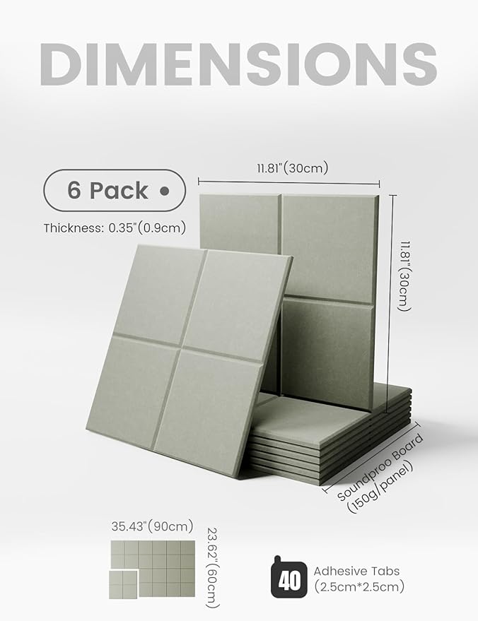 Large Felt Bulletin Board 36" x 24"Cork Board Alternative-6 Pack with 40 Safe Removable Adhesive Tabs, Cork Boards for Walls Cork Board for Home Office Classroom Pin Board-Sage