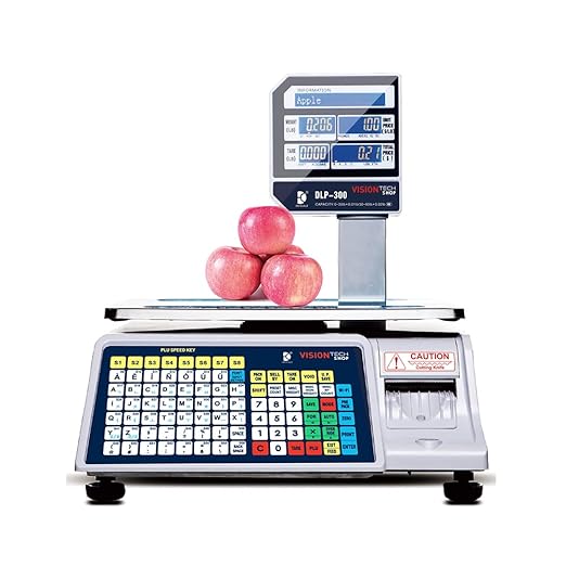 VisionTechShop DLP-300 Label Printing Scale Pole Display, 30/60lbs Capacity, 0.01/0.02lbs, NTEP Legal for Trade