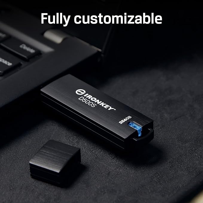 Kingston Ironkey D500S 512GB Encrypted Flash Drive | Dual Hidden Partition | FIPS 140-3 Level 3 | XTS-AES 256-bit | BadUSB and Brute Force Protection | Multi-Pin Option | IKD500S/512GB