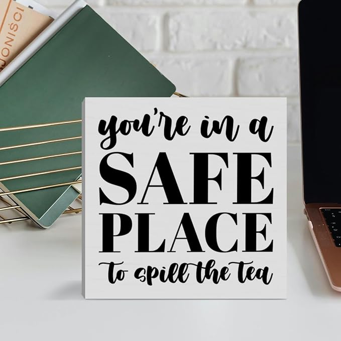 Therapy Office Desk Decor Wooden Box Sign Mental Health Decor for Home School Counseling Psychologist Therapist Office Classroom Treatment Room Decoration Gift for Counselor Psychologist Therapist