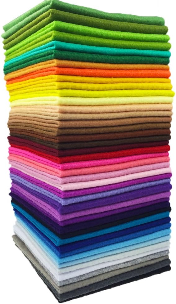 flic-flac 42pcs1.4mm Thick Soft Felt Fabric Sheet Assorted Color Felt Pack DIY Craft Sewing Squares Nonwoven Patchwork (30cm * 30cm)