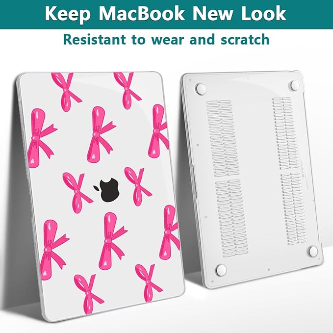 Teryeefi for MacBook Pro 13 inch Case 2024,2022-2016 Release Model M2 M1 A2338 A2289 A2251 A2159 A1989 A1706 with Touch Bar, Design Hard Shell Cover with Keyboard Cover Scren Protector, Bows-A