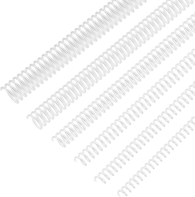 Leinuosen 120 Pack Plastic Spiral Binding Coils Kit Spirals Multi Size Coils for Binding Binder Combs Spines(1/4 5/16 3/8 1/2 5/8 3/4 Inch,Transparent)