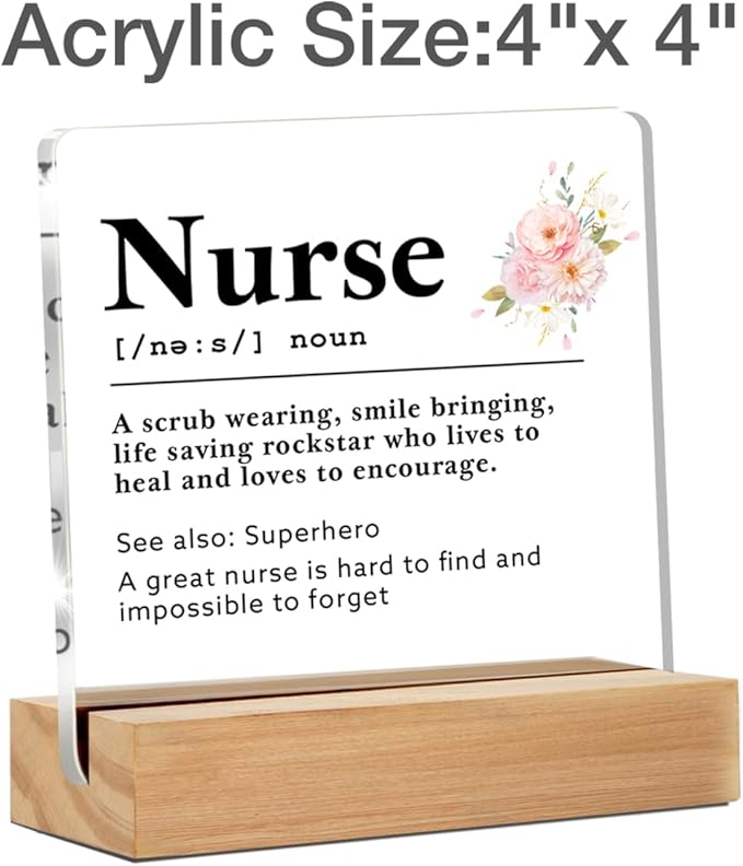 Funny Nurse Gifts, Nurse Appreciation Gifts for Birthday Christmas Retirement, Thank You Gift for Nurse, Nurse Definition Clear Acrylic Sign