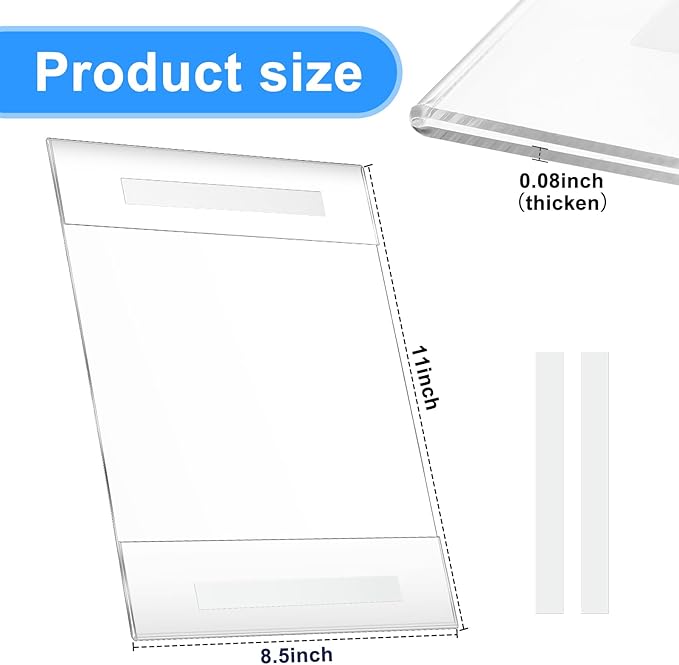 Kigley 50 Packs 8.5 x 11 Wall Mount Acrylic Sign Holder Clear Acrylic Sign Holder with Tape Wall Mount Plastic Paper Display Frame Document Menu Holder for Office Home Store Restaurant No Drilling