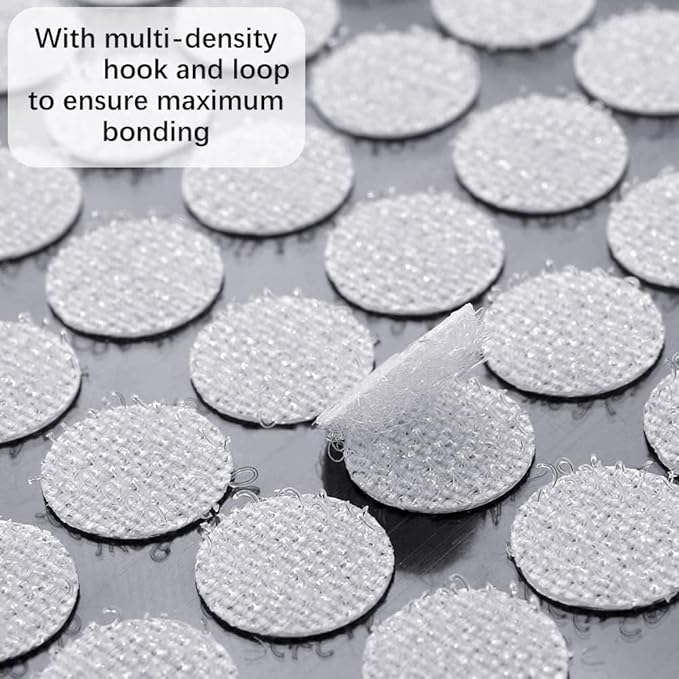 1200Pcs (600 Pairs) 0.59in/15mm Diameter Hook and Loop Self Adhesive Dots Tapes, White Nylon Sticky Back Dots, Fastener Round Tapes for Home, Office and Classroom