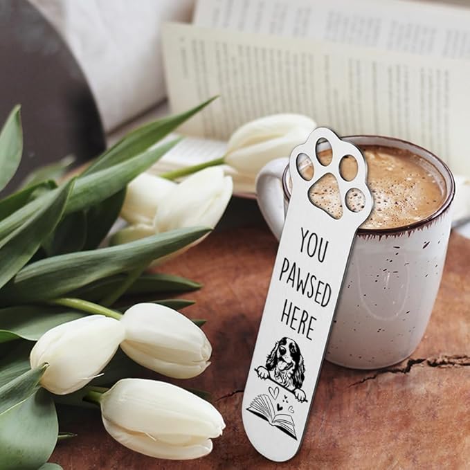 FOKCBOCM Cocker Spaniel Gifts, Cocker Spaniel Dog Bookmark for Cocker Spaniel Dog Lover Book Lovers Bookworm Bookish Nerd, Bookmark Dog Lover, Book Club Gifts for Reader Dog Owner Lover-DX128, Silver
