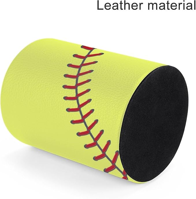 Softball Pen Holder Pencil Organizer Cute Pencil Cup Desk Decor Makeup Brush Holder PU Multifunctional Office Suppliesfor Home Classroom School