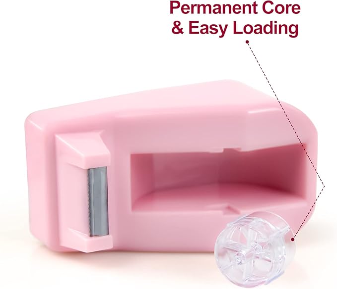 1Pcs Desktop Tape Dispenser Adhesive Roll Holder with Weighted Nonskid Base, Pink (Tape not Included)