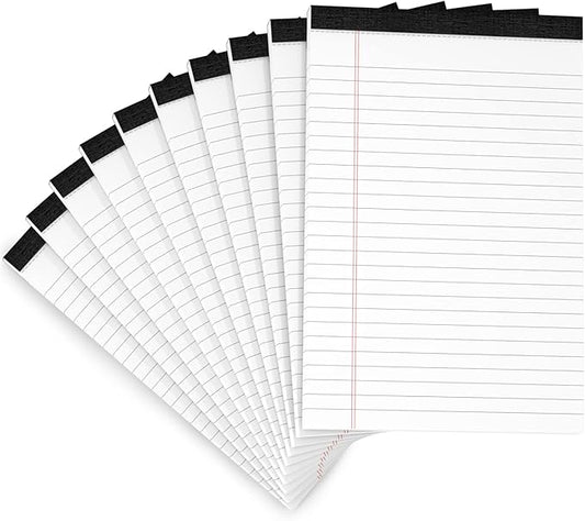 10 Pack Legal Pads Writing Pad 5x8 Inch Lined Writing Note Pads Grocery List Notepad Narrow Ruled Writing Pads 5x8 White Small Legal Pad 30 Sheets To Do Notepad 80GSM Paper for School, College, Office
