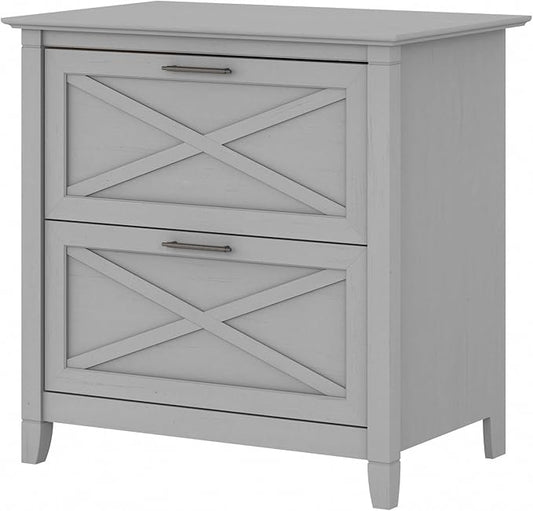 Bush Furniture Key West 2 Drawer Lateral File Cabinet in Cape Cod Gray | Document Storage for Home Office | Accent Chest with Drawers