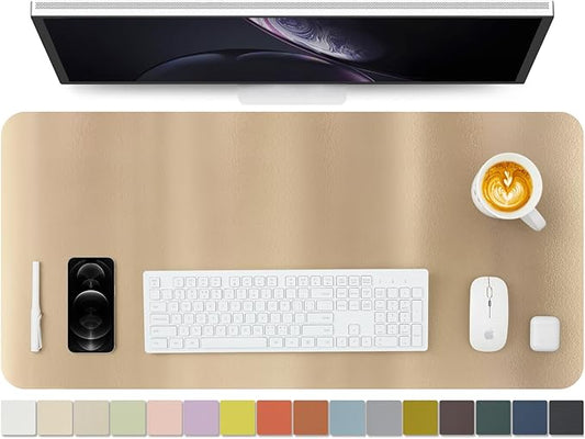 HOMIEAZICOZI Leather Desk Mat - Non-Slip PU Pad for Office and Home Organization Accessories Ideal Large Mouse Mats on Top of Desks (Champagne Gold,36''x 17'') (DPD-CG-L)