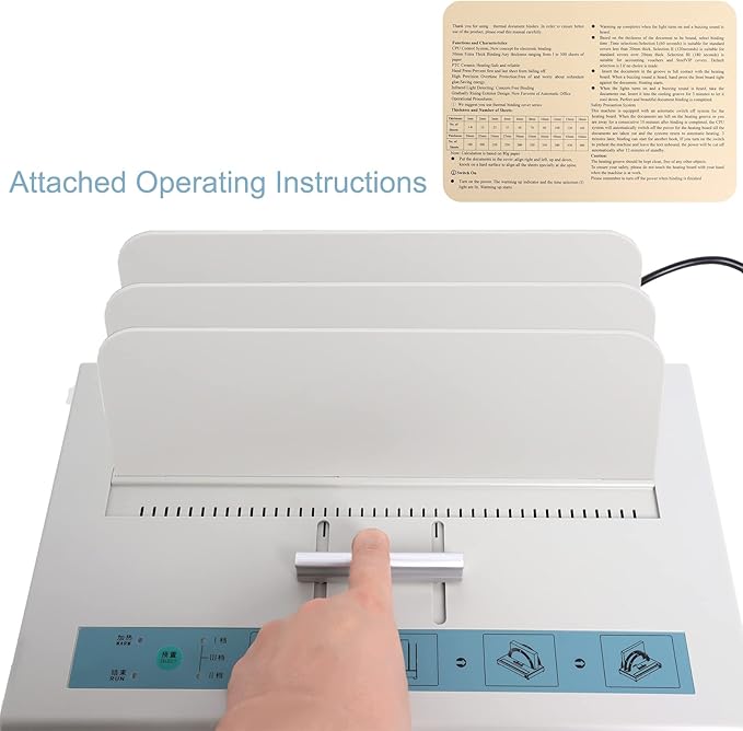 Thermal Binding Machine 500 Sheets Capacity Book Binding Material 110V Binding Machine A3(Short Edge)/A4/A5 Document Heat Binder with 10Pcs Covers (White)
