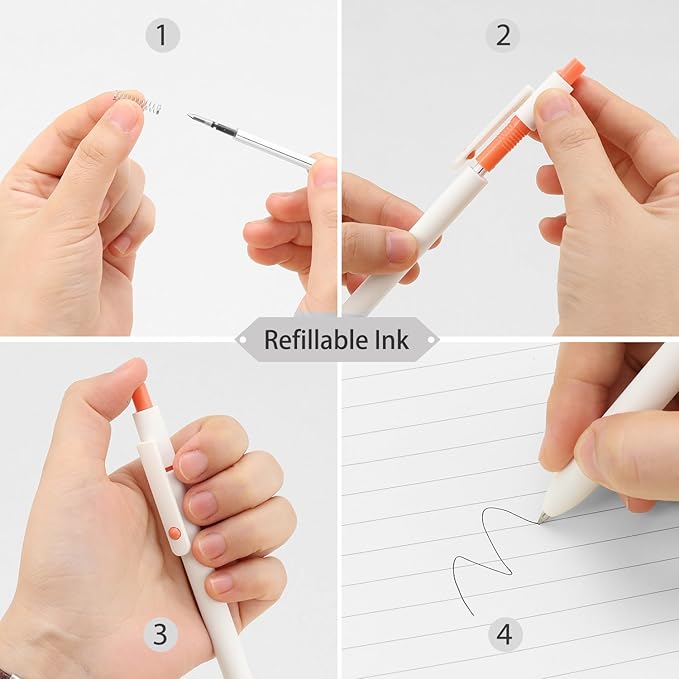 FIOVER Gel Pens, 5pcs 0.5mm Quick Dry Black Ink Fine Point Smooth Writing Pens High-End Series Ballpoint for Office School Supplies, Gifts for Women and Men