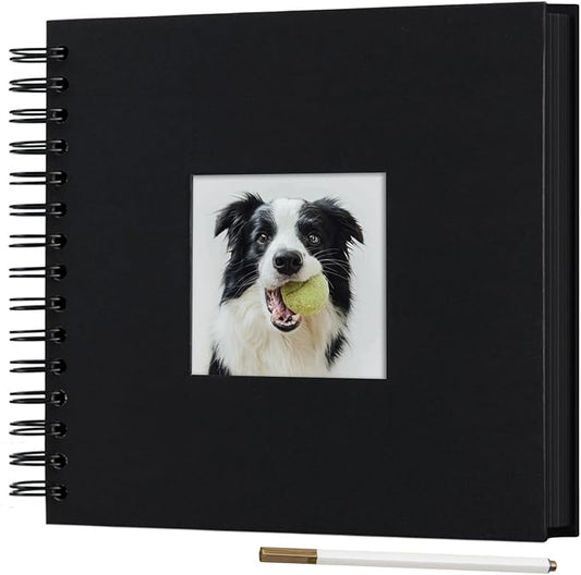 8 x 8 Inch Small DIY Scrapbook Photo Album with Cover Photo 80 Pages Hardcover Craft Paper Photo Album for Guest Book, Anniversary, Valentines Day Gifts (Black, 8 x 8 inch)