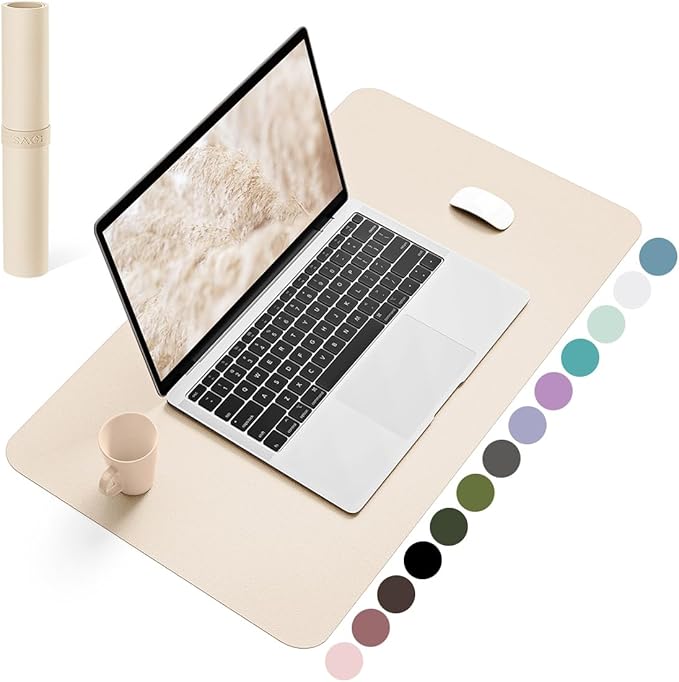 YSAGi Non-Slip Leather Desk Pad, Desk Matt for Desktop, Waterproof Laptop Computer Keyboard Mat, Table Protector Blotter Mat, Large Mouse Pad for Office/Work/Home/Decor(Beige, 23.6" x 13.7")