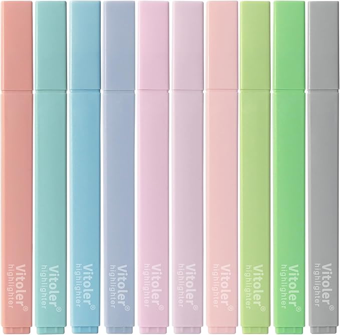 Bible Highlighters,10Pcs Chisel Tip Aesthetic Markers,Pastel Highlighters for Journaling Planner Notes School Supplies
