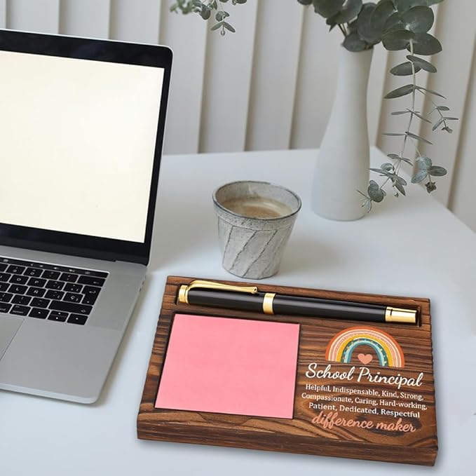 School Principal Sticky Note Holder, Thank You School Principal Gifts, School Principal Appreciation Gifts, School Principal Office Decor Self-Stick Note Pad Holders YB369