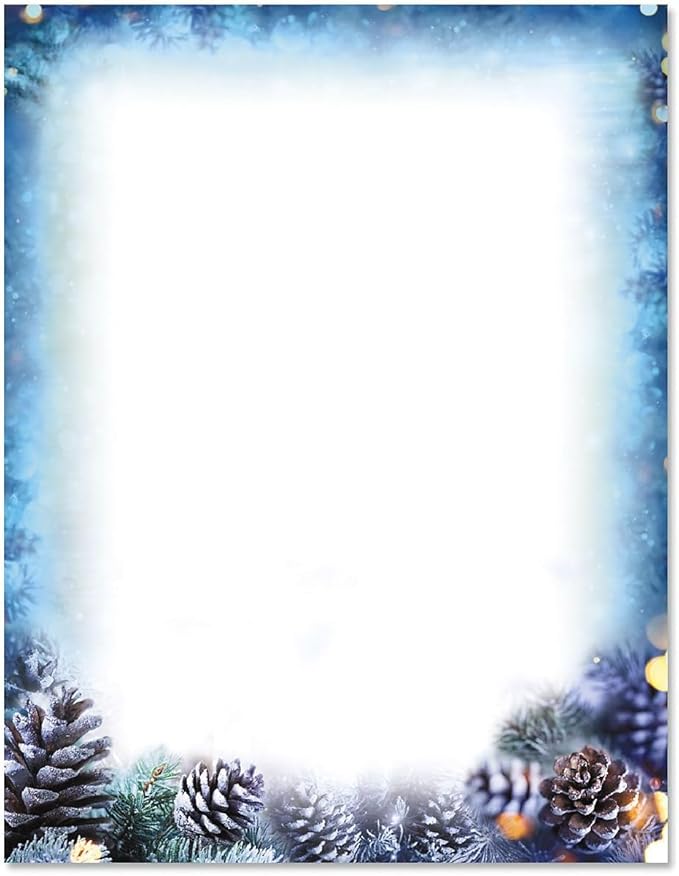 Snowy Pine Christmas Stationery - Holiday Letters, Computer Printer Paper, 25 Sheets, 8½ x 11 Inch, by Current