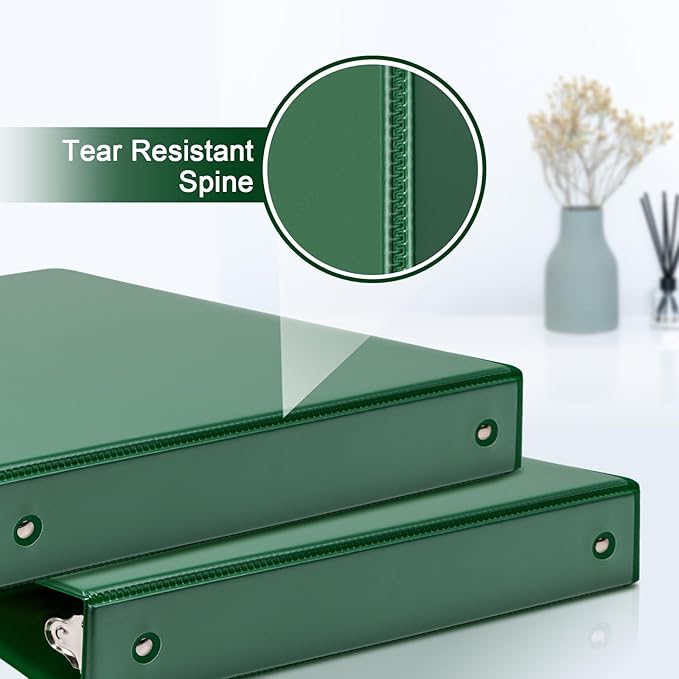 COMIX 3 Ring Binder 1.5 inch with Clear View Cover, 1.5" View Binder Holds 300 Sheets of US Letter Size Paper, 6 Pack (Green)